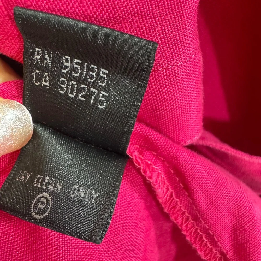 Lafayette 148 New York Linen‎ Button Up Shirt 3/4 Sleeve Pink Blouse Top - Picture 5 of 11